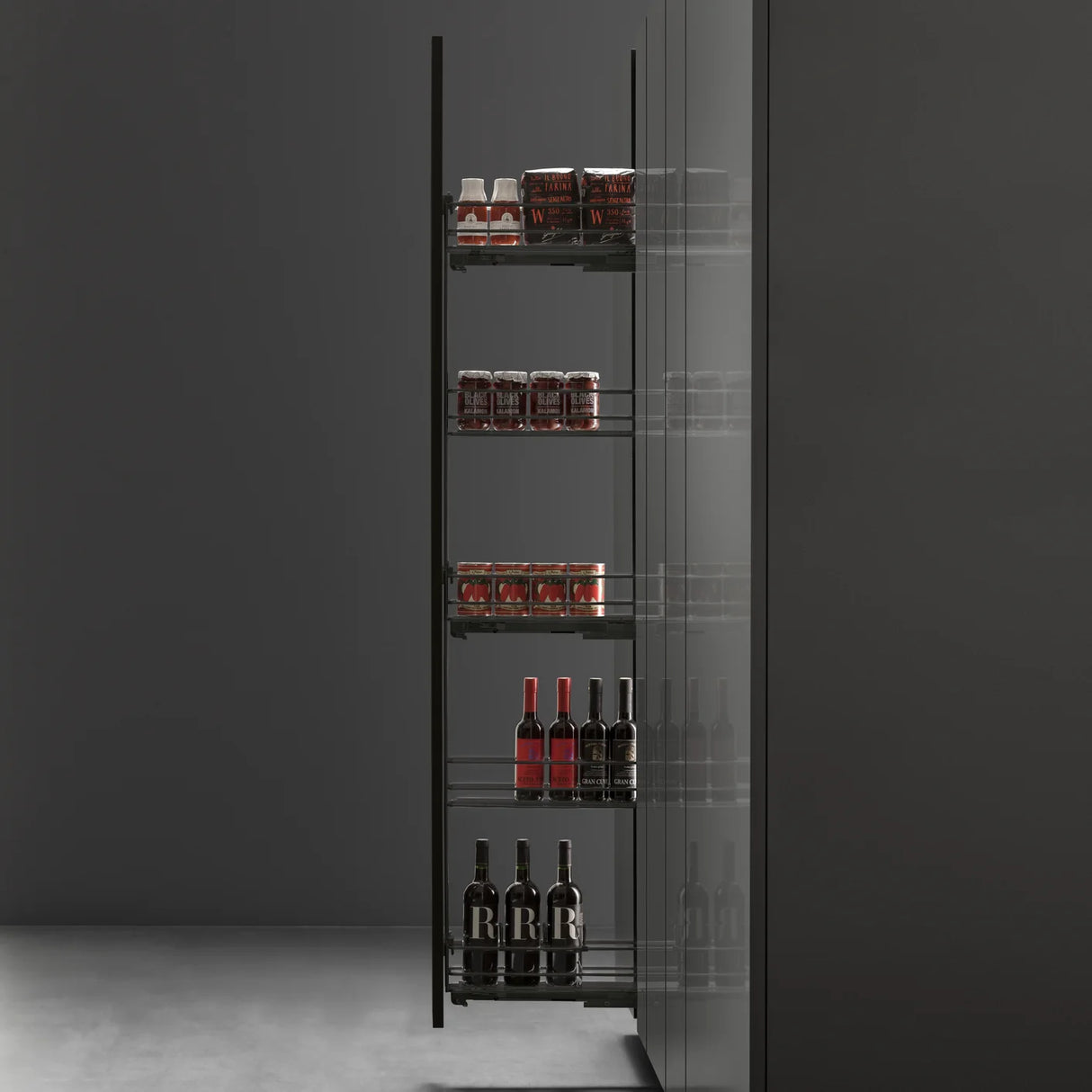 Premium Narrow Pantry Pullout - Grey - For 6" Pantry Cabinet and Up