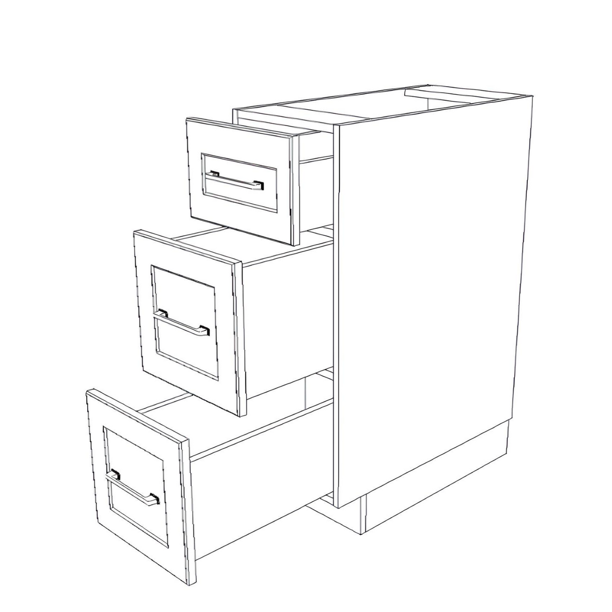 12" Wide Drawer Cabinet - Thermofoil Doors