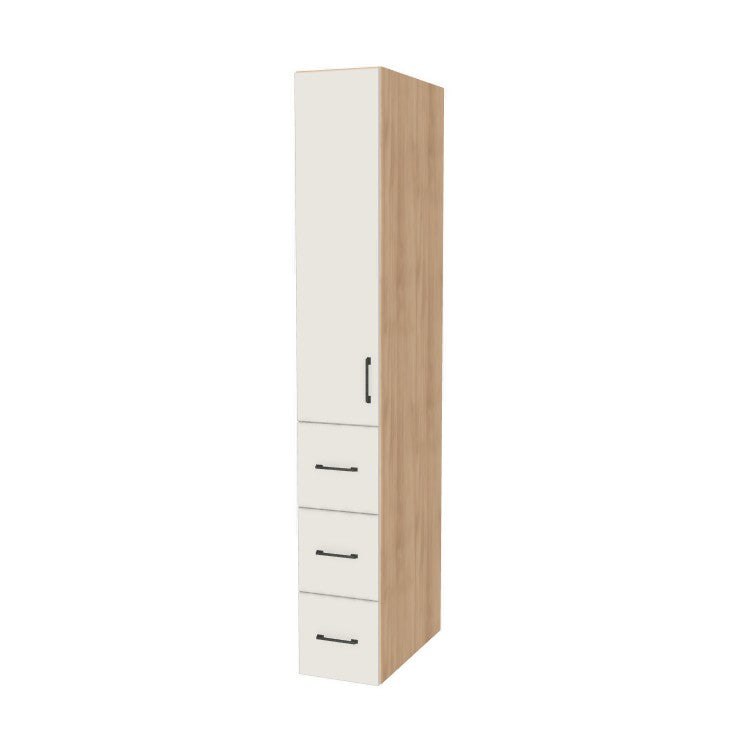 12" Wide Tall Pantry Cabinet with Drawer - (Hardrock Maple Melamine Boxes - Flat Panel Doors) 24 D