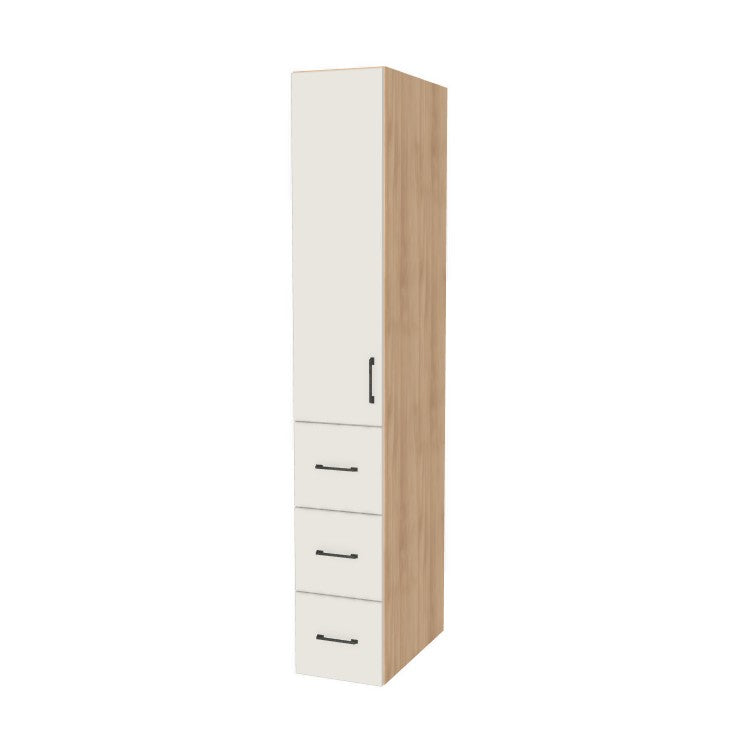 13" Wide Tall Pantry Cabinet with Drawer - (Hardrock Maple Melamine Boxes - Flat Panel Doors) 24 D