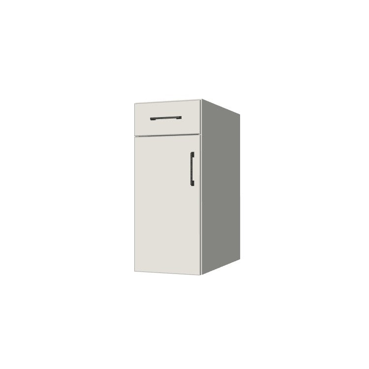13" Wide Base Cabinet With Drawer On Top - (White Melamine Boxes - Flat Panel Doors)
