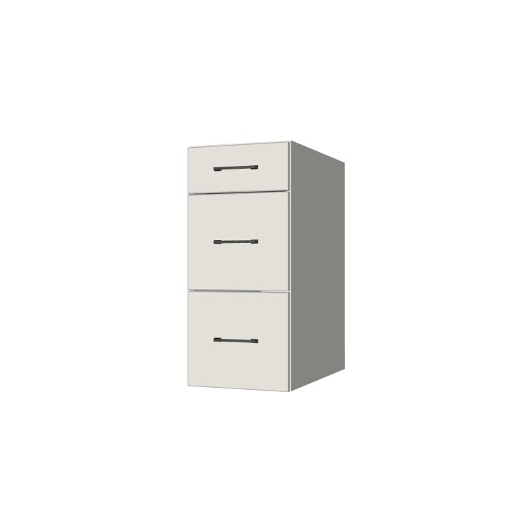 14" Wide Drawer Cabinet - (White Melamine Boxes - Flat Panel Doors)
