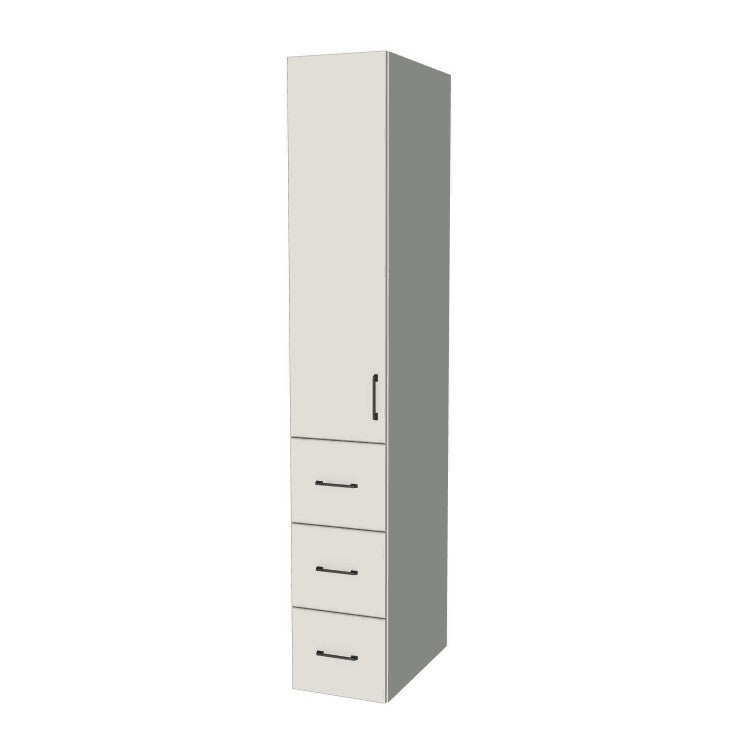 14" Wide Tall Pantry Cabinet with Drawer - (White Melamine Boxes - Flat Panel Doors) 24 D