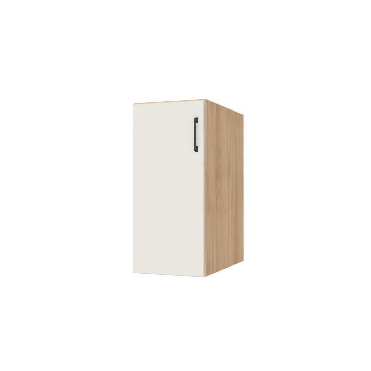 14" Wide Base Cabinet - (Hardrock Maple Melamine Boxes - Flat Panel Doors)