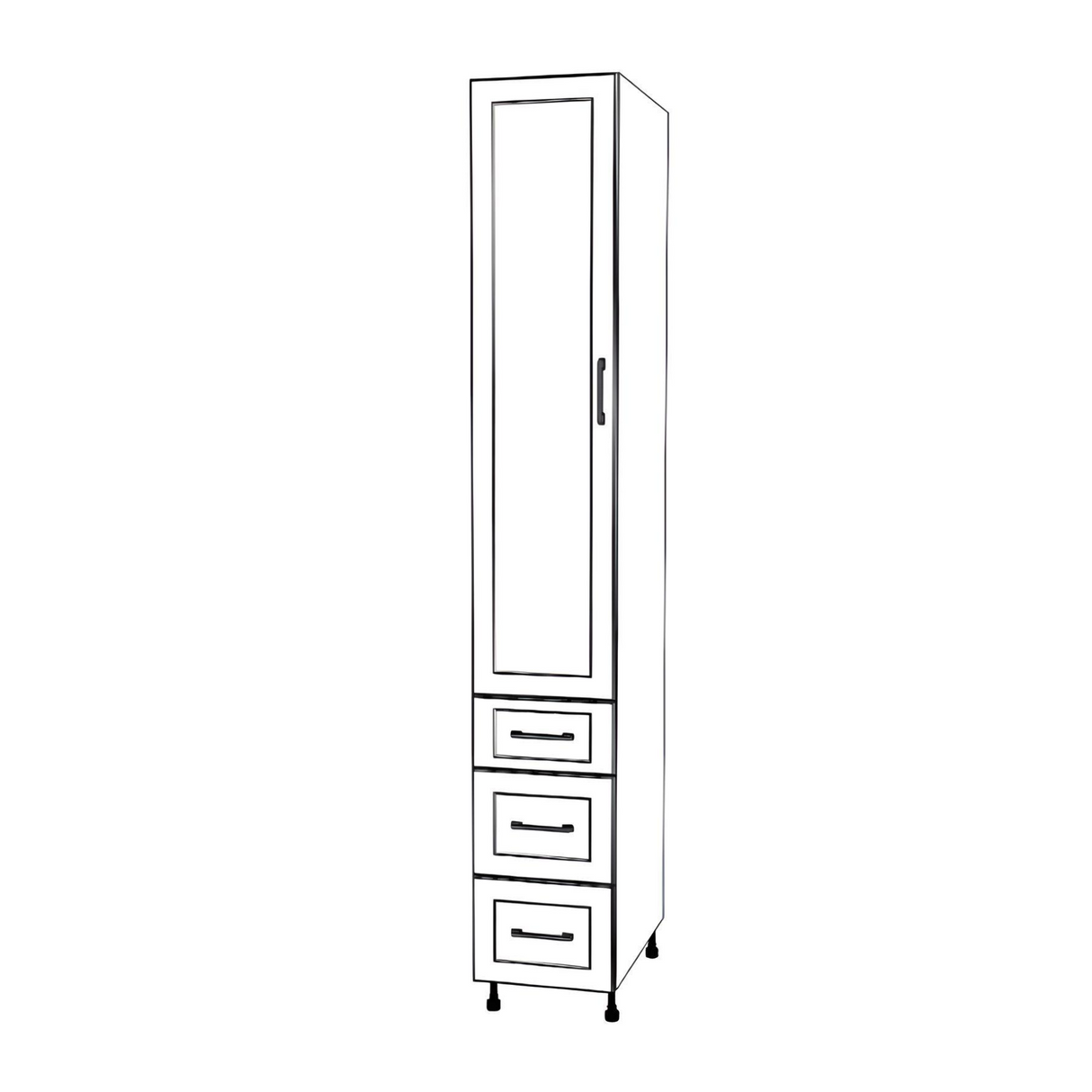 14" Wide Tall Pantry Cabinet with Drawers - Painted Doors