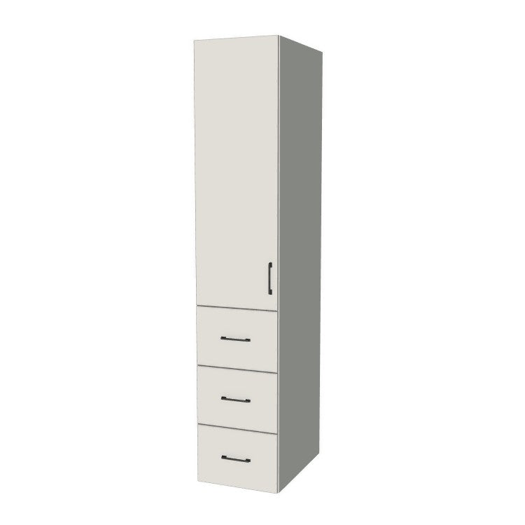 17" Wide Tall Pantry Cabinet with Drawer - (White Melamine Boxes - Flat Panel Doors) 24 D