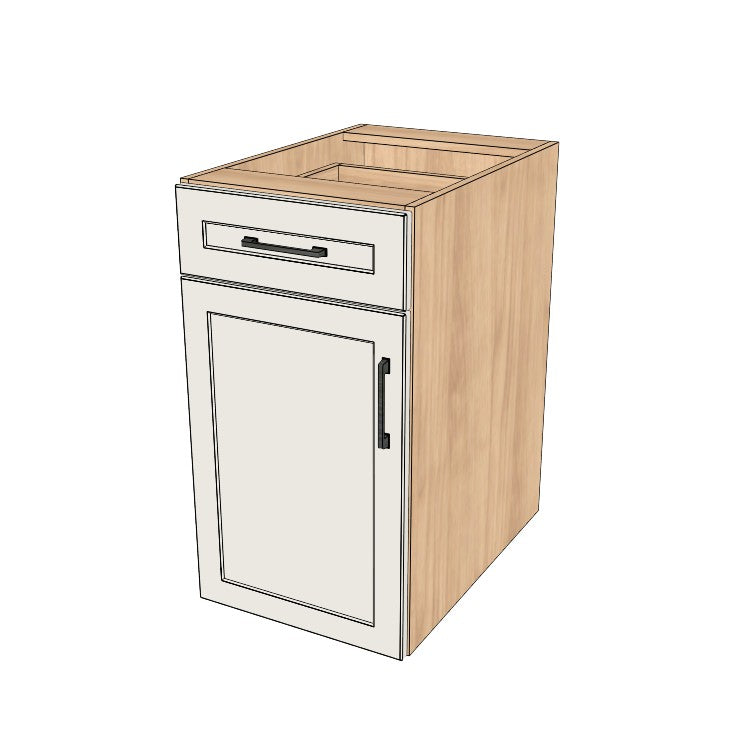 17" Wide Base Cabinet With Drawer On Top - (Hardrock Maple Melamine Boxes - Thermofoil Doors)