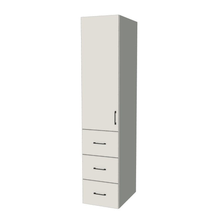 18" Wide Tall Pantry Cabinet with Drawer - (White Melamine Boxes - Flat Panel Doors) 24 D