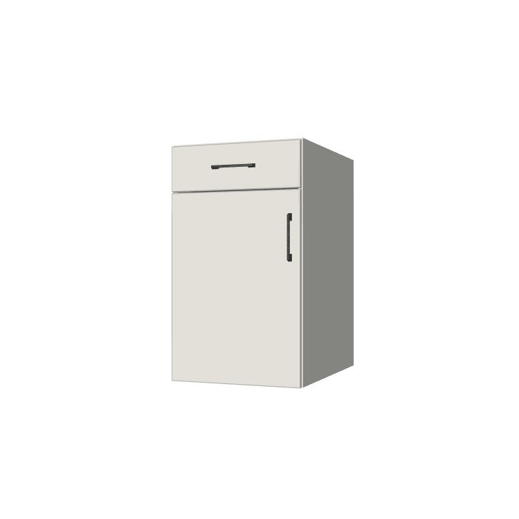 18" Wide Base Cabinet With Drawer On Top - (White Melamine Boxes - Flat Panel Doors)