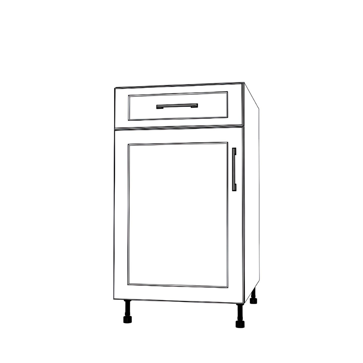 19" Wide Base Cabinet With Drawer On Top - Thermofoil Doors