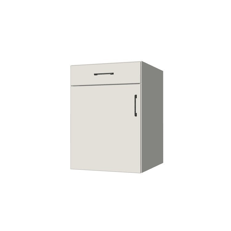 22" Wide Base Cabinet With Drawer On Top - (White Melamine Boxes - Flat Panel Doors)