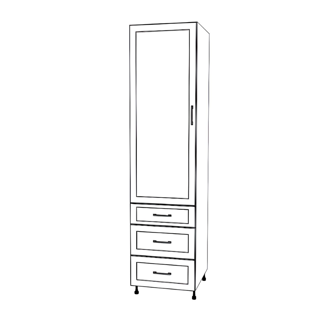 22" Wide Tall Pantry Cabinet with Drawers - Painted Doors