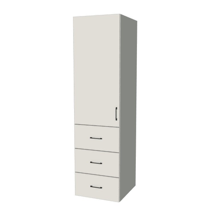 23" Wide Tall Pantry Cabinet with Drawer - (White Melamine Boxes - Flat Panel Doors) 24 D