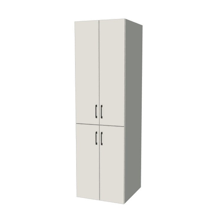 24" Wide Tall Pantry Cabinet - (White Melamine Boxes - Flat Panel Doors) 24 D