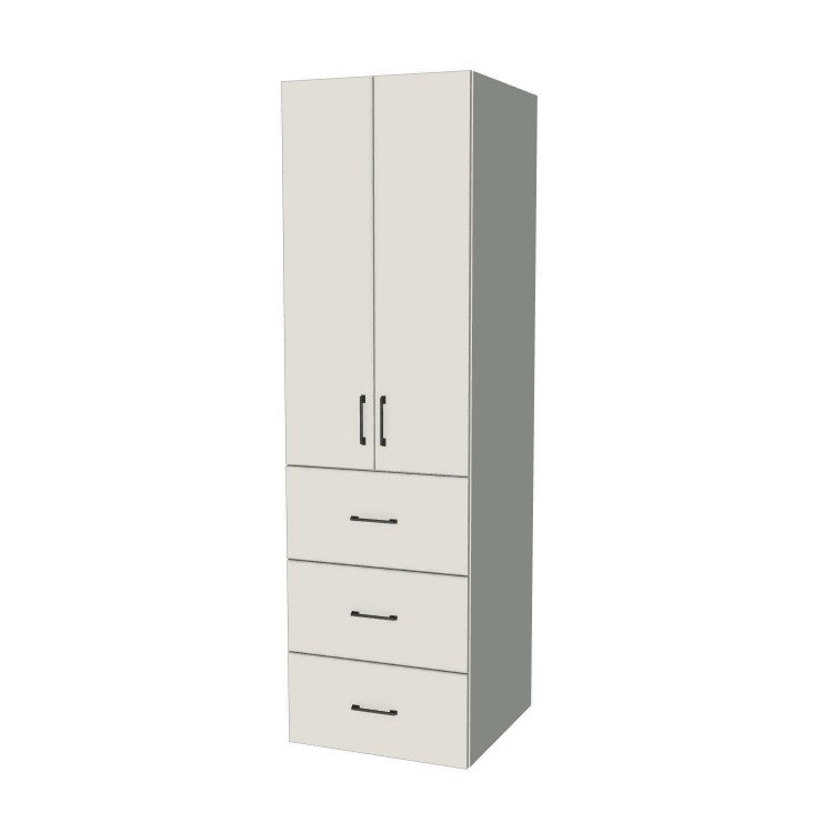 24" Wide Tall Pantry Cabinet with Drawer - (White Melamine Boxes - Flat Panel Doors) 24 D