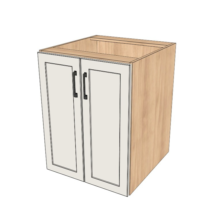 24" Wide Base Cabinet - (Hardrock Maple Melamine Boxes - Painted Doors)