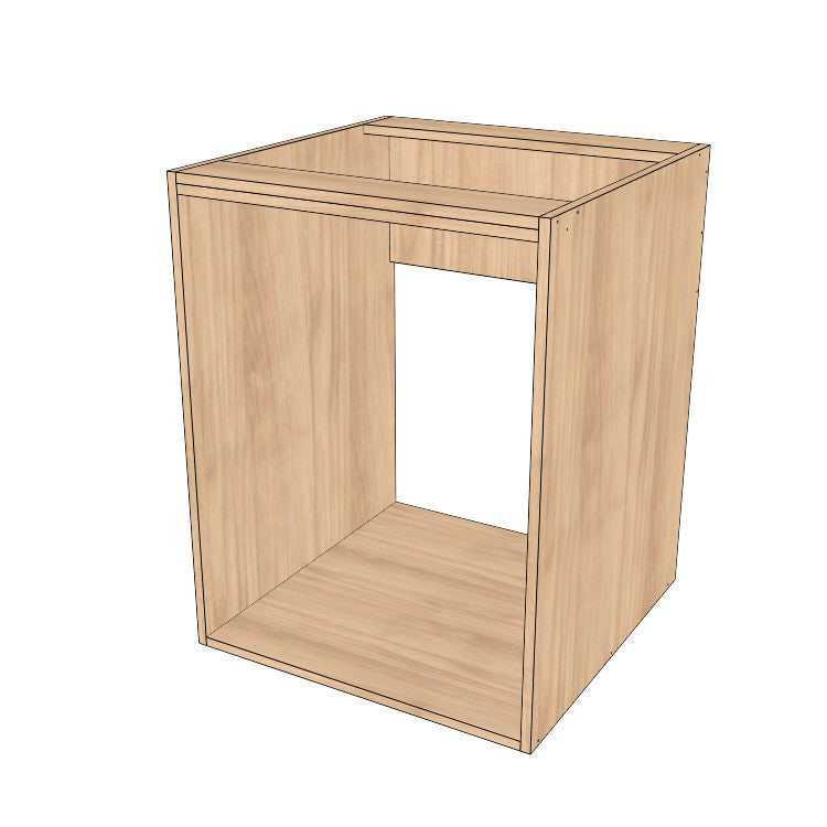 24" Wide Base Cabinet - Sink Cabinet - No Back - (Hardrock Maple Melamine Boxes - Thermofoil Doors)