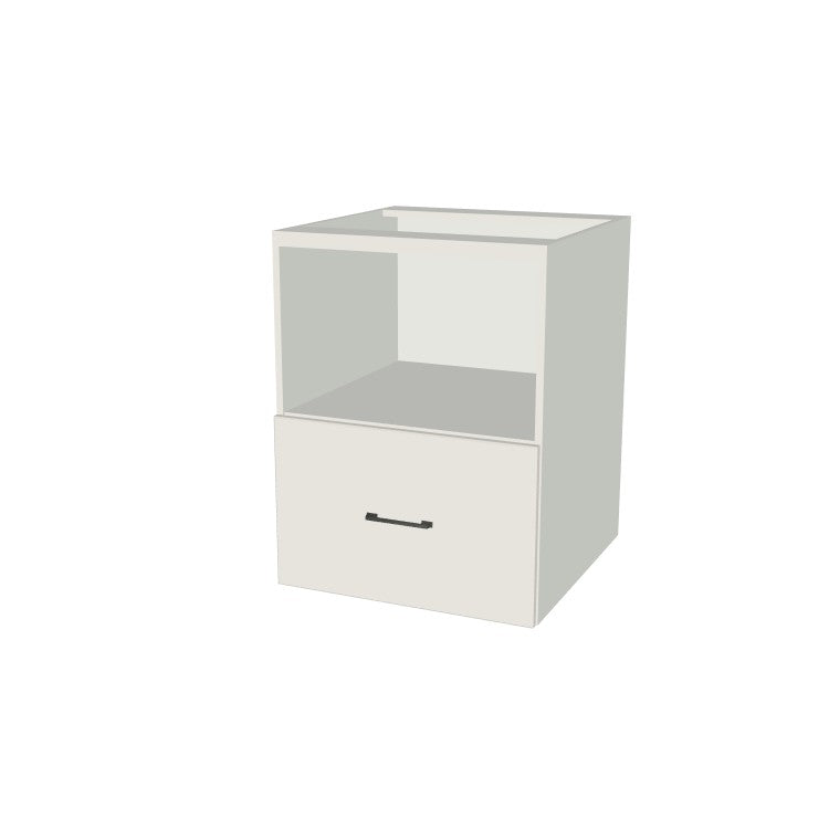 24" Wide Base Microwave Cabinet - (White Melamine Boxes - Flat Panel Doors)