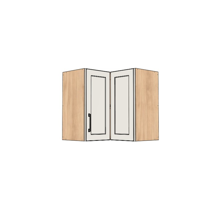 24x24" Wide x 24" High Corner Wall Cabinet - (Hardrock Maple Melamine Boxes - Painted Doors)