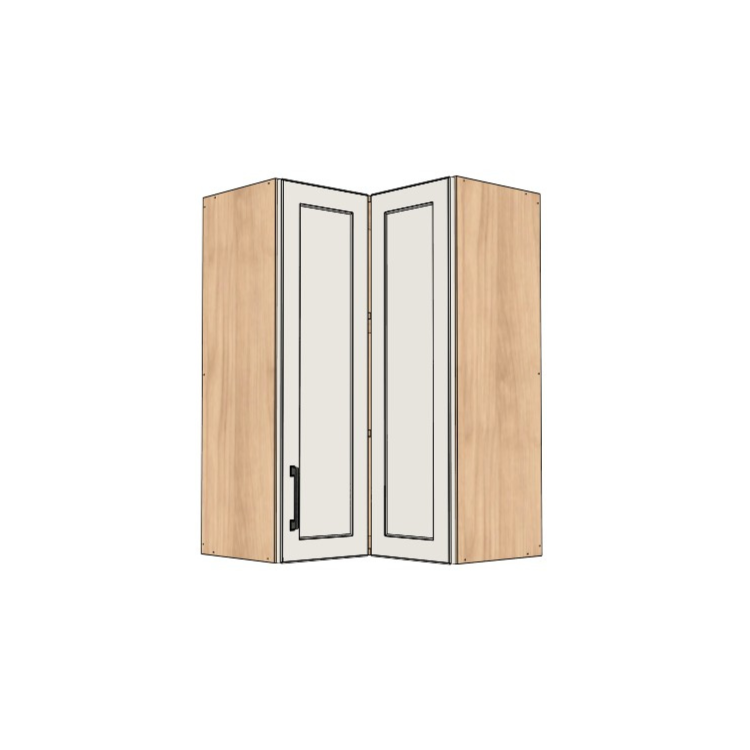 24x24" Wide x 36" High Corner Wall Cabinet - (Hardrock Maple Melamine Boxes - Painted Doors)