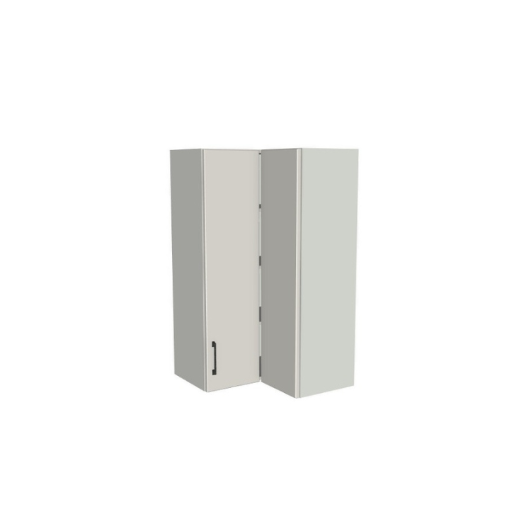 24x24" Wide x 42" High Corner Wall Cabinet - (White Melamine Boxes - Flat Panel Doors)