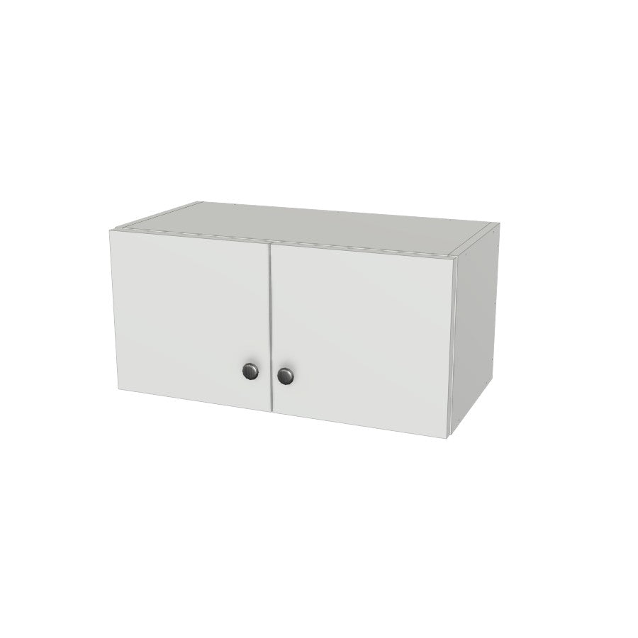25" Wide x 12" High Wall Cabinet - (White Melamine Boxes - Flat Panel Doors)