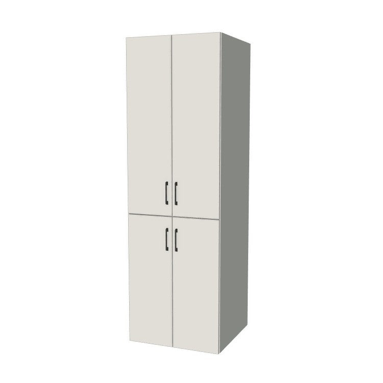 26" Wide Tall Pantry Cabinet - (White Melamine Boxes - Flat Panel Doors) 24 D
