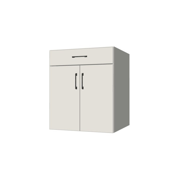26" Wide Base Cabinet With Drawer On Top - (White Melamine Boxes - Flat Panel Doors)