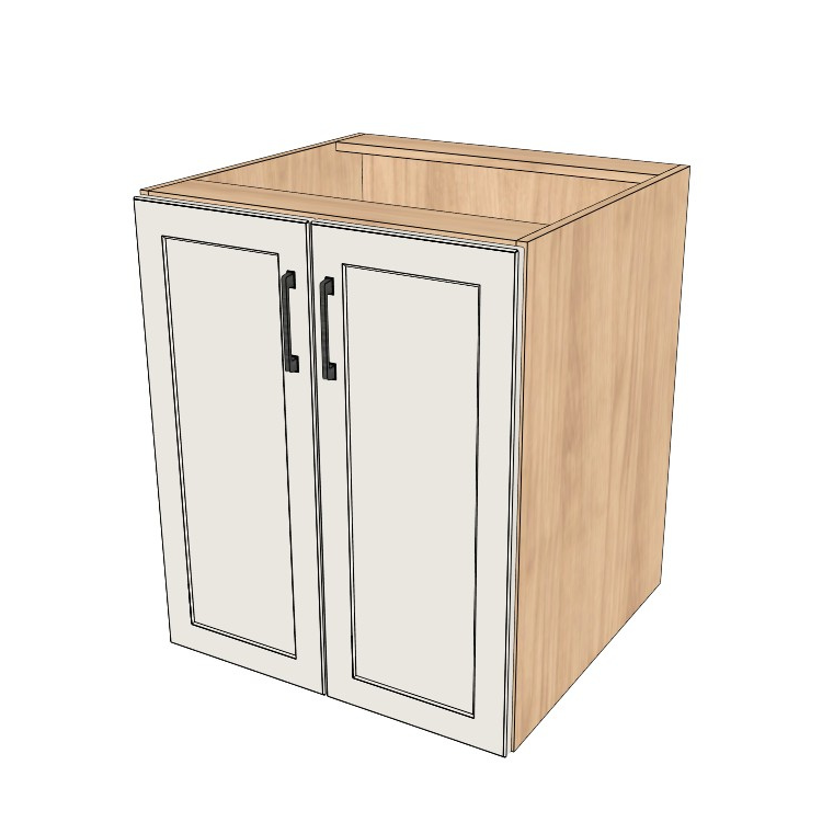 26" Wide Base Cabinet - (Hardrock Maple Melamine Boxes - Painted Doors)