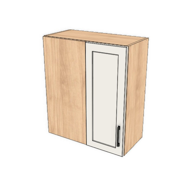 26" Wide 30" High Blind Corner Wall Cabinet - Door on Right/Left Side - (Hardrock Maple Melamine Boxes - Thermofoil Doors)
