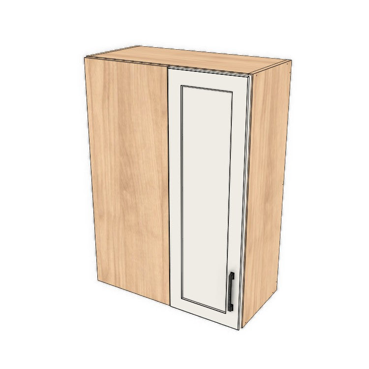 26" Wide 36" High Blind Corner Wall Cabinet - Door on Right/Left Side - (Hardrock Maple Melamine Boxes - Painted Doors)