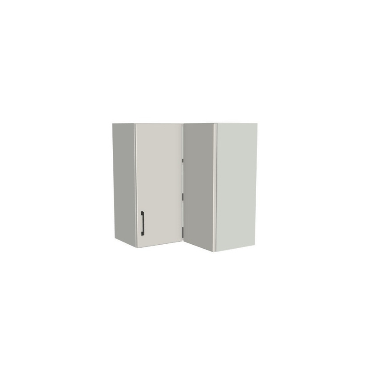 26x26" Wide x 30" High Corner Wall Cabinet - (White Melamine Boxes - Flat Panel Doors)