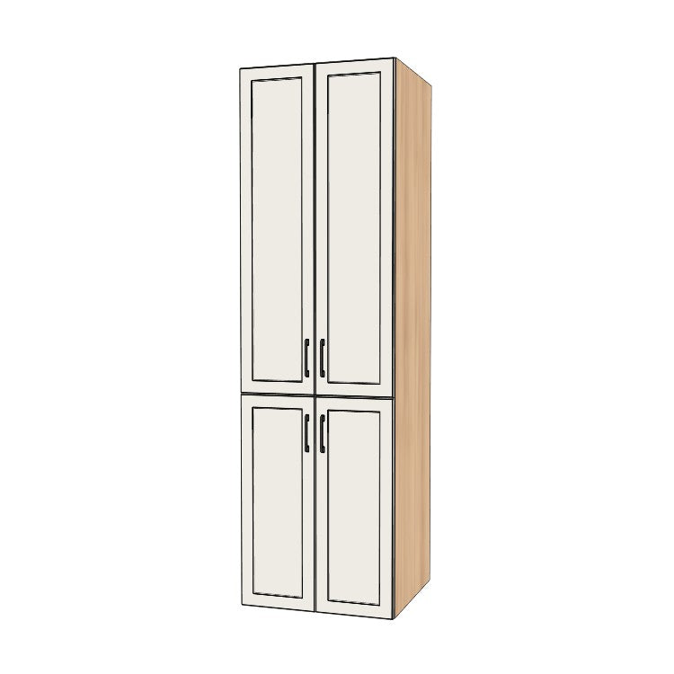 26" Wide Tall Pantry Cabinet - (Hardrock Maple Melamine Boxes - Painted Doors) 24 D