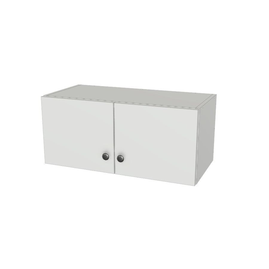 27" Wide x 12" High Wall Cabinet - (White Melamine Boxes - Flat Panel Doors)