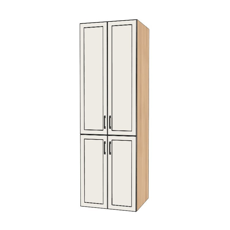 28" Wide Tall Pantry Cabinet - (Hardrock Maple Melamine Boxes - Painted Doors) 24 D