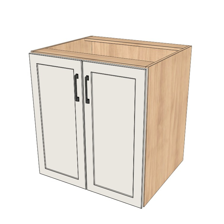 29" Wide Base Cabinet - (Hardrock Maple Melamine Boxes - Painted Doors)