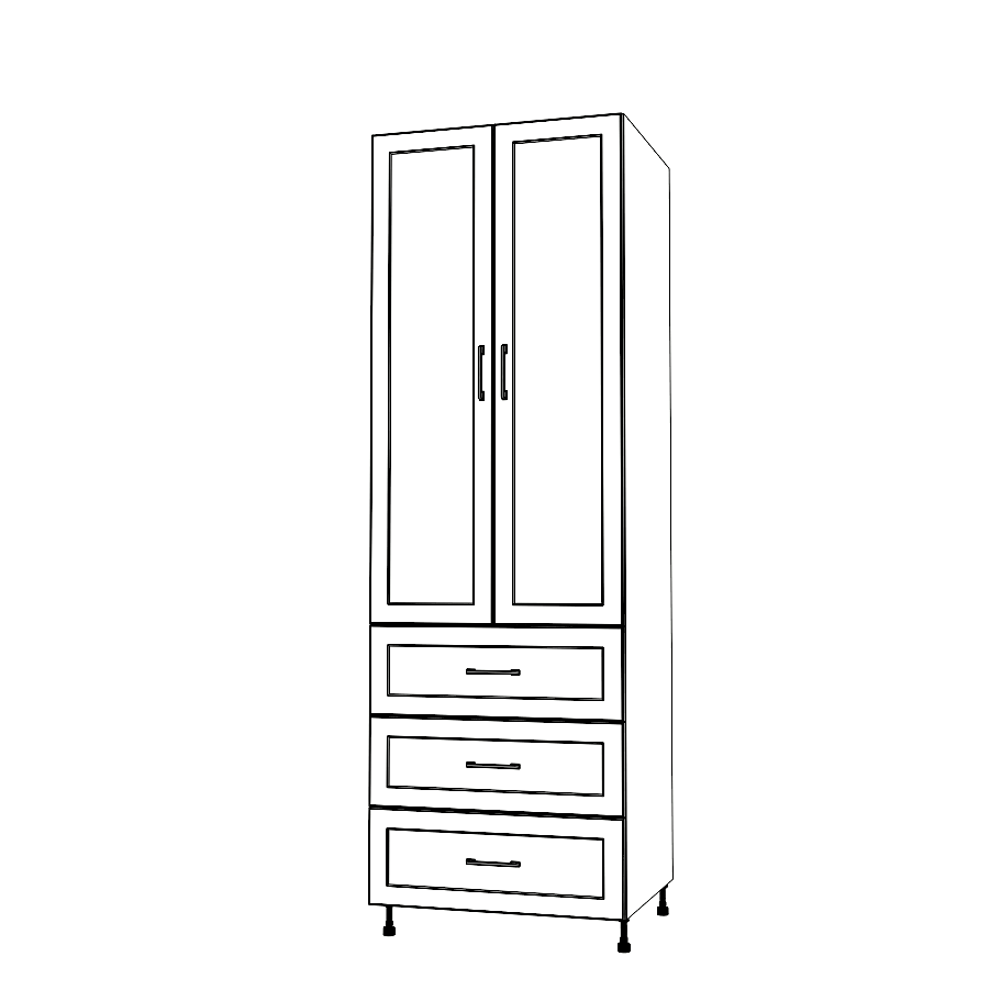 29" Wide Tall Pantry Cabinet with Drawers - Painted Doors