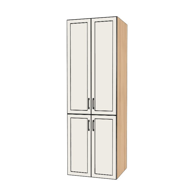 29" Wide Tall Pantry Cabinet - (Hardrock Maple Melamine Boxes - Painted Doors) 24 D