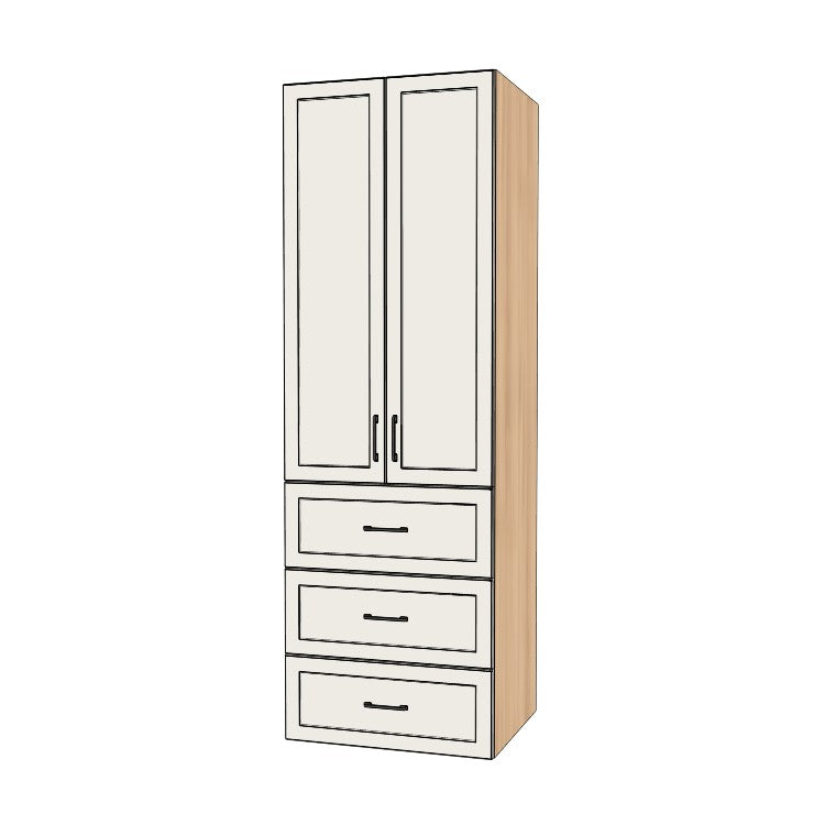 29" Wide Tall Pantry Cabinet with Drawer - (Ply Wood Boxes - Thermofoil Doors) 24 D