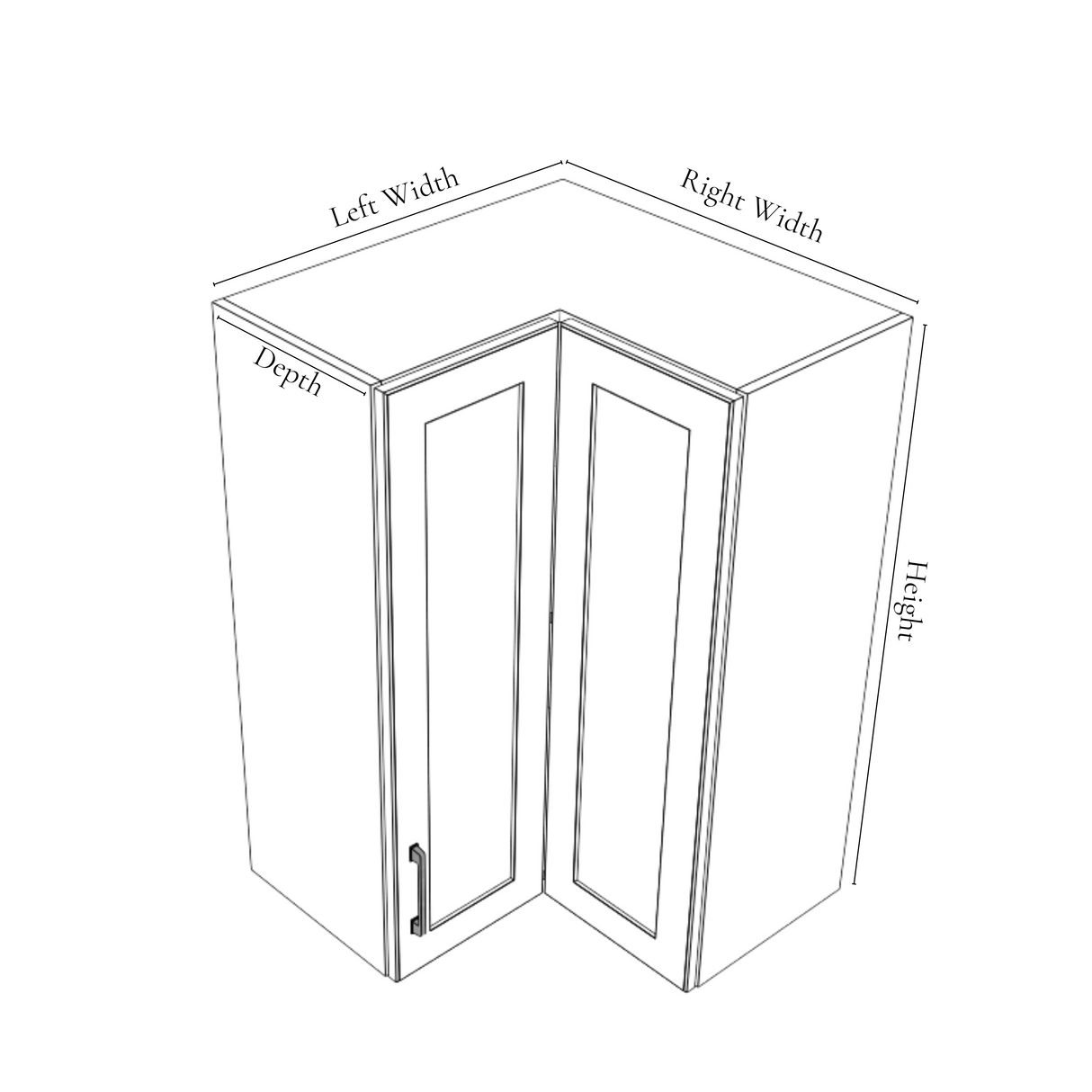 CUSTOM - L- Shape Upper Corner Cabinet - Thermofoil Doors