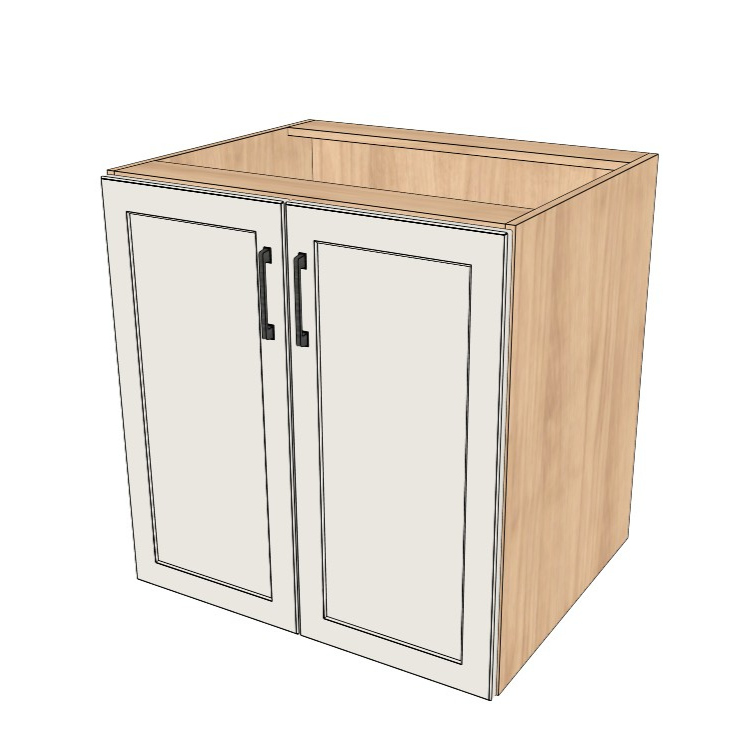 30" Wide Base Cabinet - (Hardrock Maple Melamine Boxes - Painted Doors)