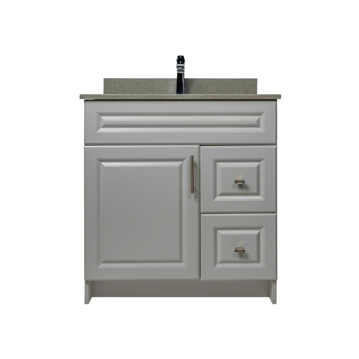 30" MDF - Right Side Draw - Light Grey - Raised Panel Doors