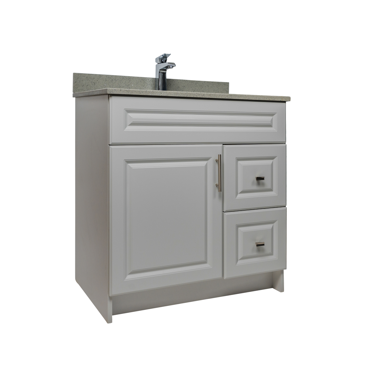30" MDF - Right Side Draw - Light Grey - Raised Panel Doors