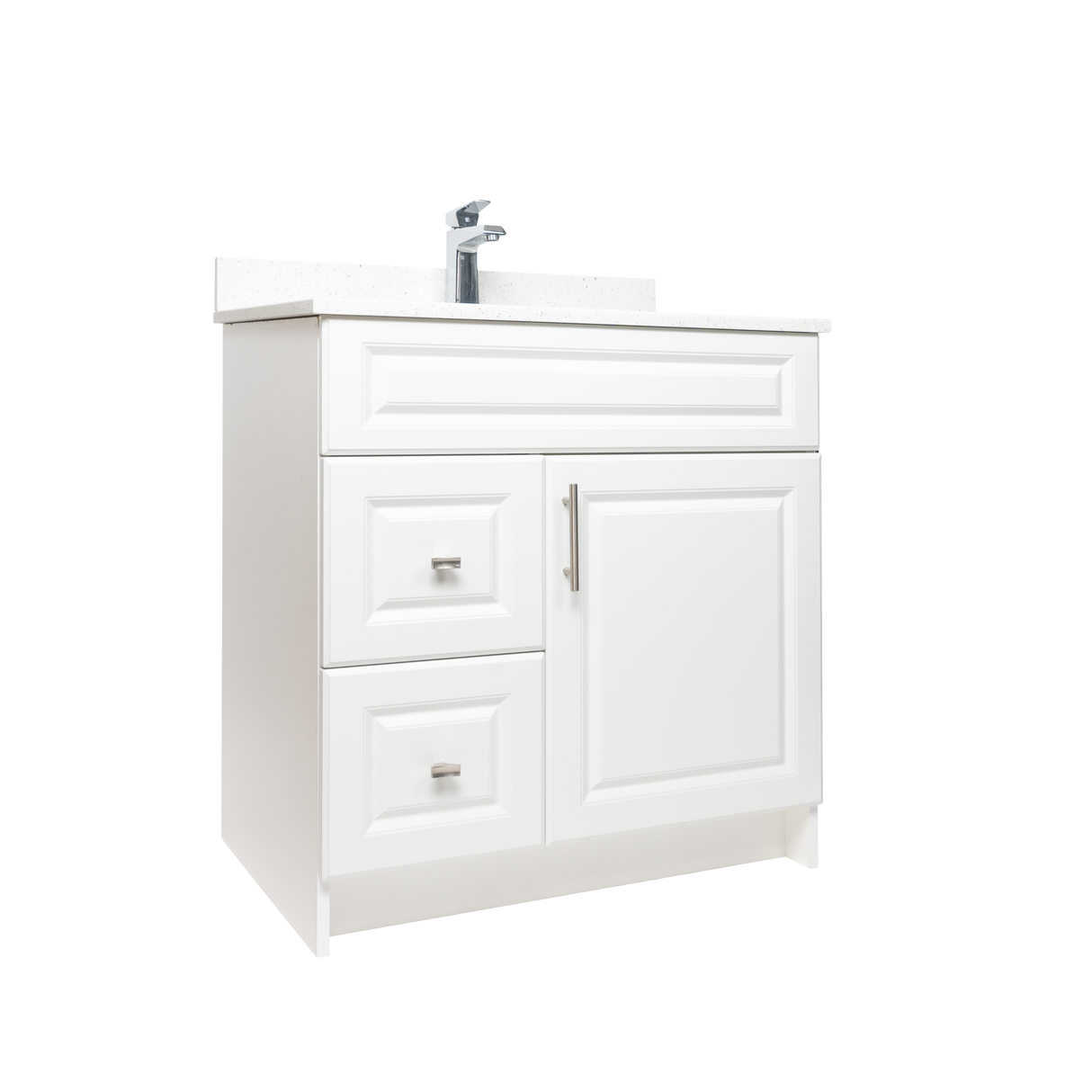 30" MDF - Left Side Draw - White - Raised Panel Doors