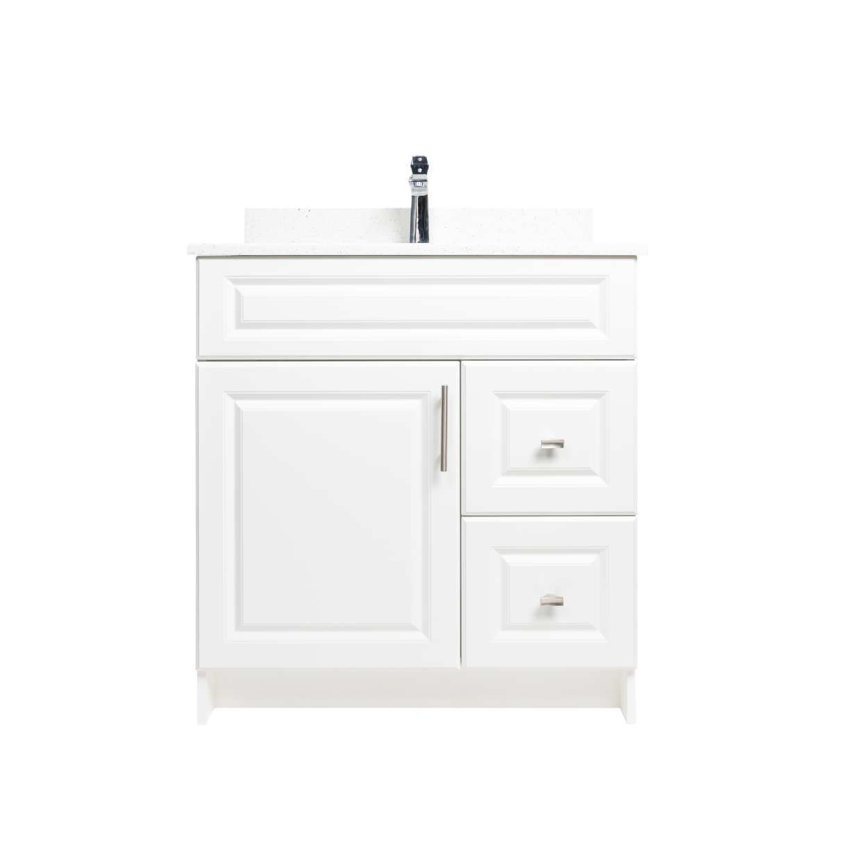 30" MDF - Right Side Draw - White - Raised Panel Doors