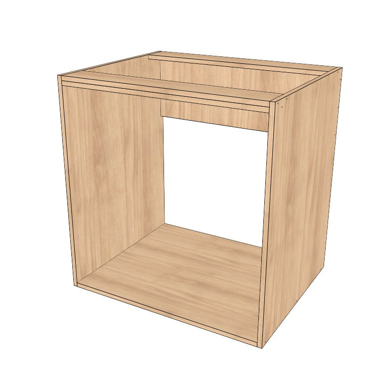 30" Wide Base Cabinet - Sink Cabinet - No Back - (Hardrock Maple Melamine Boxes - Thermofoil Doors)