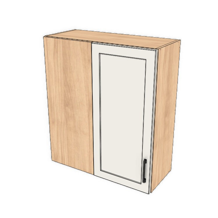 30" Wide 34" High Blind Corner Wall Cabinet - Door on Right/Left Side - (Hardrock Maple Melamine Boxes - Thermofoil Doors)