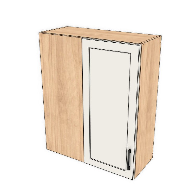 30" Wide 36" High Blind Corner Wall Cabinet - Door on Right/Left Side - (Hardrock Maple Melamine Boxes - Thermofoil Doors)