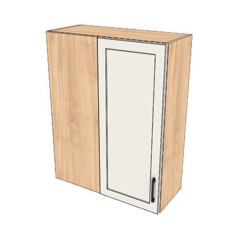 30" Wide 38" High Blind Corner Wall Cabinet - Door on Right/Left Side - (Hardrock Maple Melamine Boxes - Thermofoil Doors)