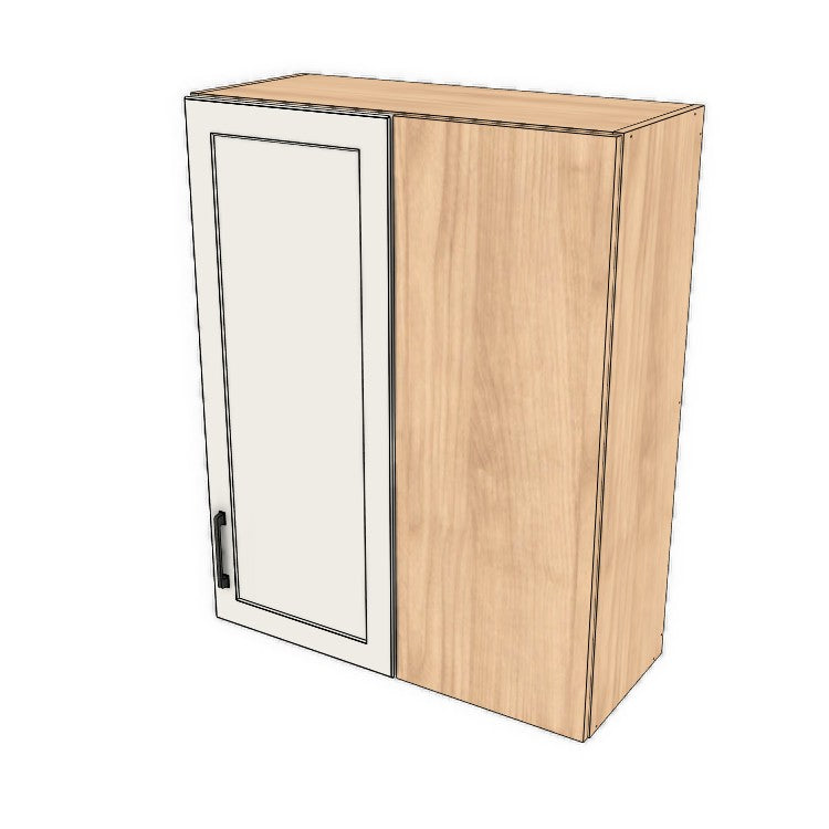 30" Wide 38" High Blind Corner Wall Cabinet - Door on Right/Left Side - (Hardrock Maple Melamine Boxes - Thermofoil Doors)